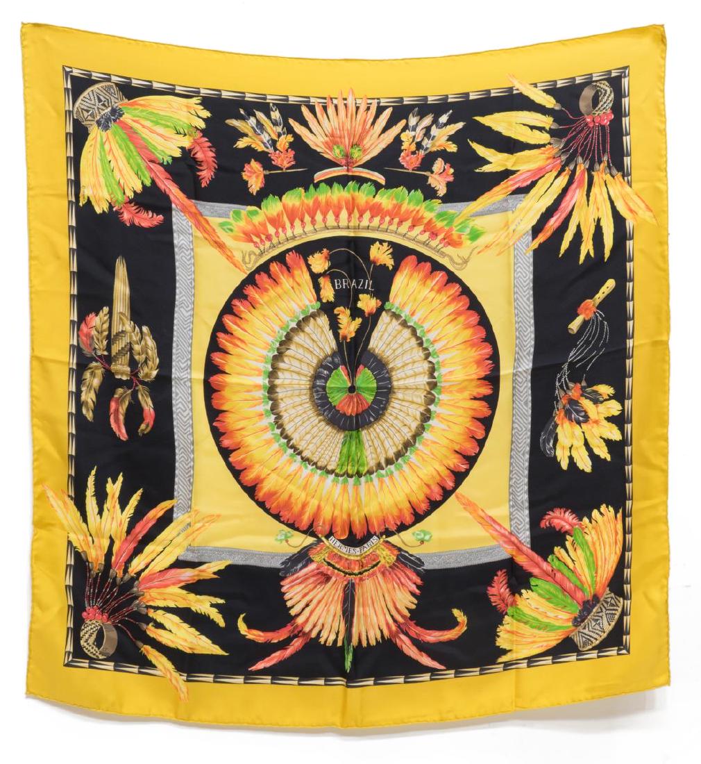 HERMES SILK TWILL SCARF, 'BRAZIL' (1 of 3)