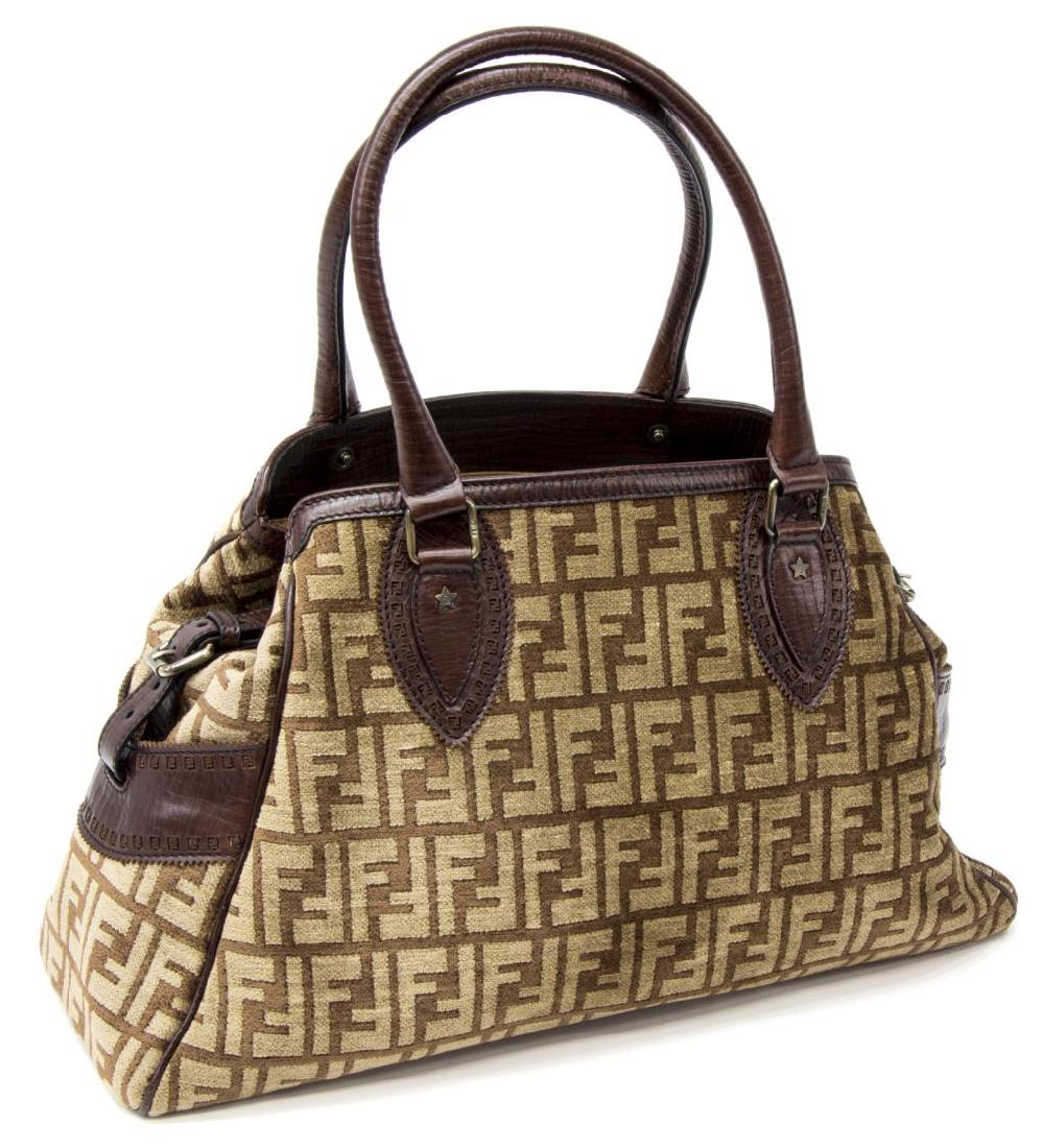 FENDI BROWN MONOGRAM CHENILLE SHOULDER BAG (1 of 6)