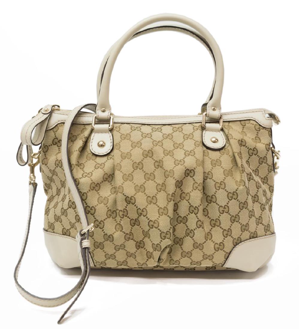 GUCCI 'SUKEY' MONOGRAM COATED CANVAS SATCHEL (1 of 4)