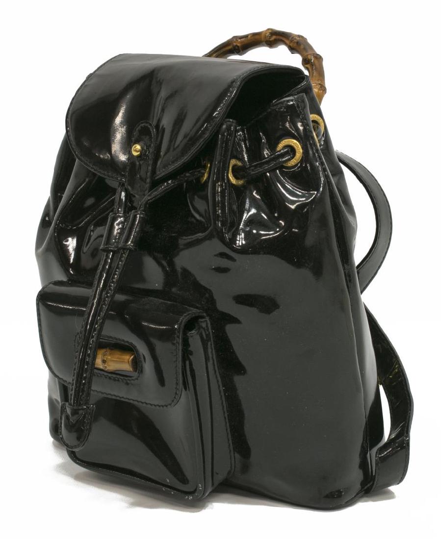 GUCCI BLACK PATENT LEATHER MINI BAMBOO BACKPACK (1 of 4)