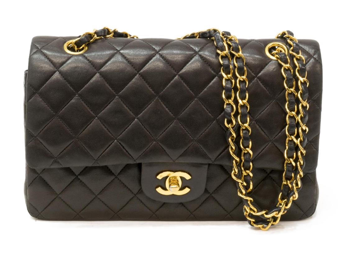 CHANEL 'CLASSIC DOUBLE FLAP' BLACK QUILTED LEATHER (1 of 5)