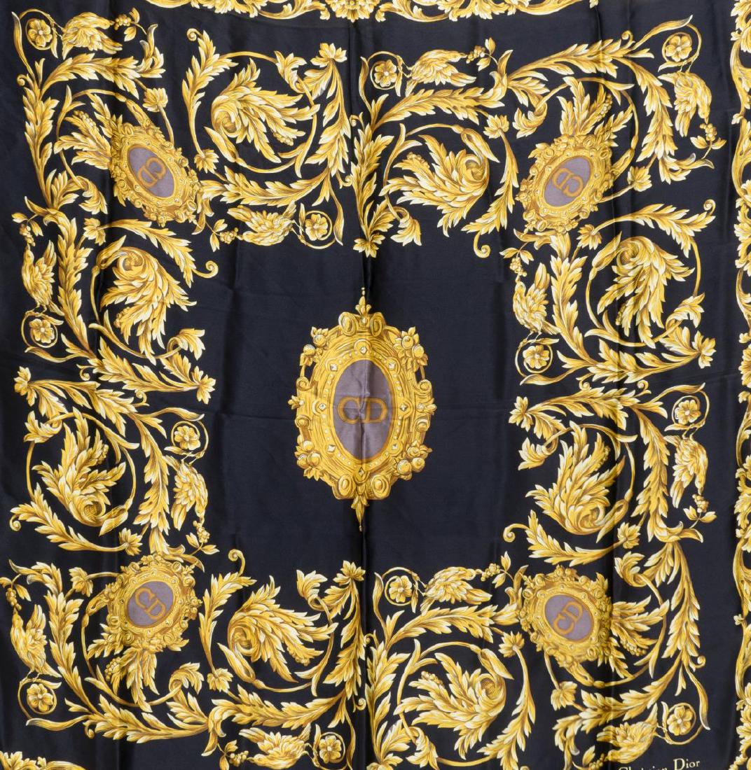 CHRISTIAN DIOR BLACK & GOLD PRINT SILK SCARF (1 of 3)