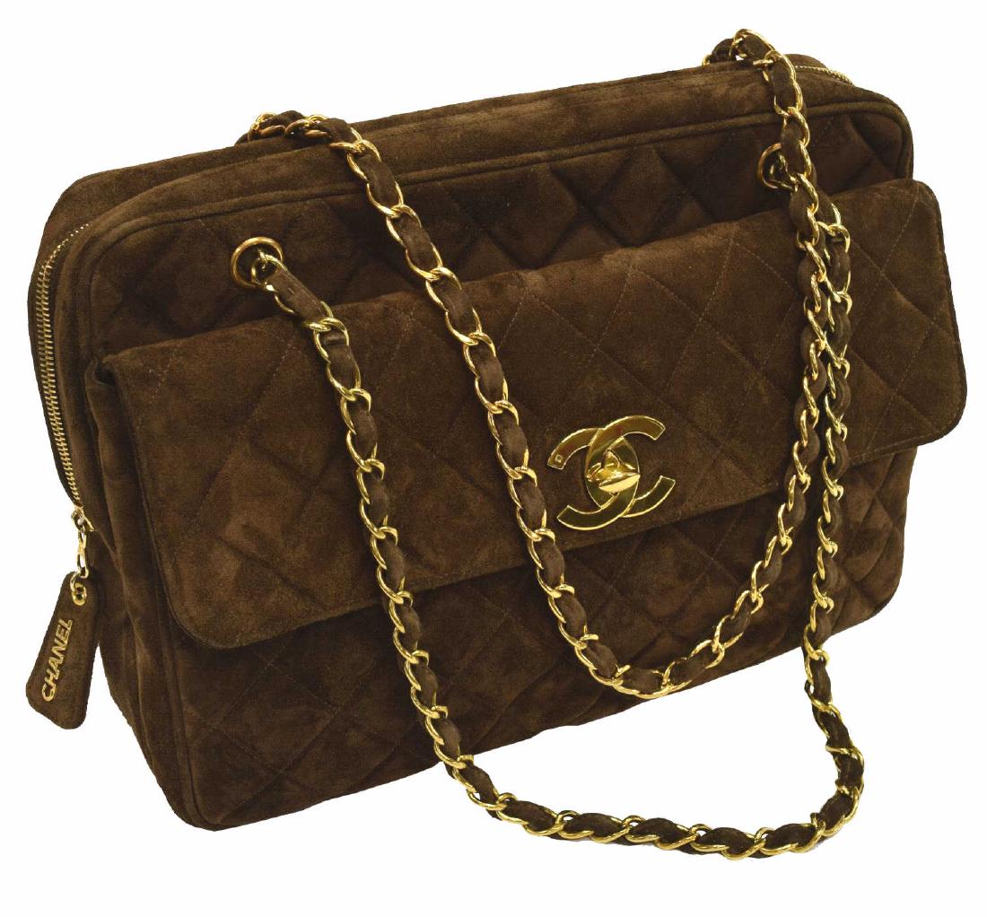 CHANEL QUILTED SUEDE LEATHER SHOULDER BAG (1 of 4)