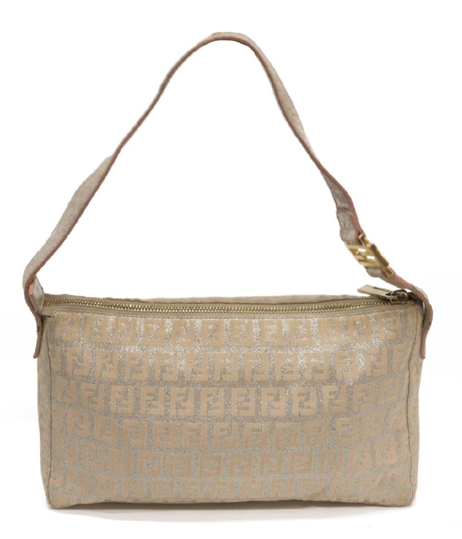 FENDI POCHETTE SILVER & BEIGE MONGRAM CANVAS BAG (1 of 5)