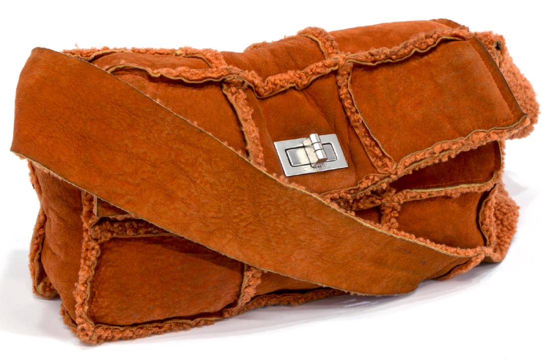 CHANEL ORANGE SUEDE & WOOL PATCHWORK HANDBAG (1 of 5)