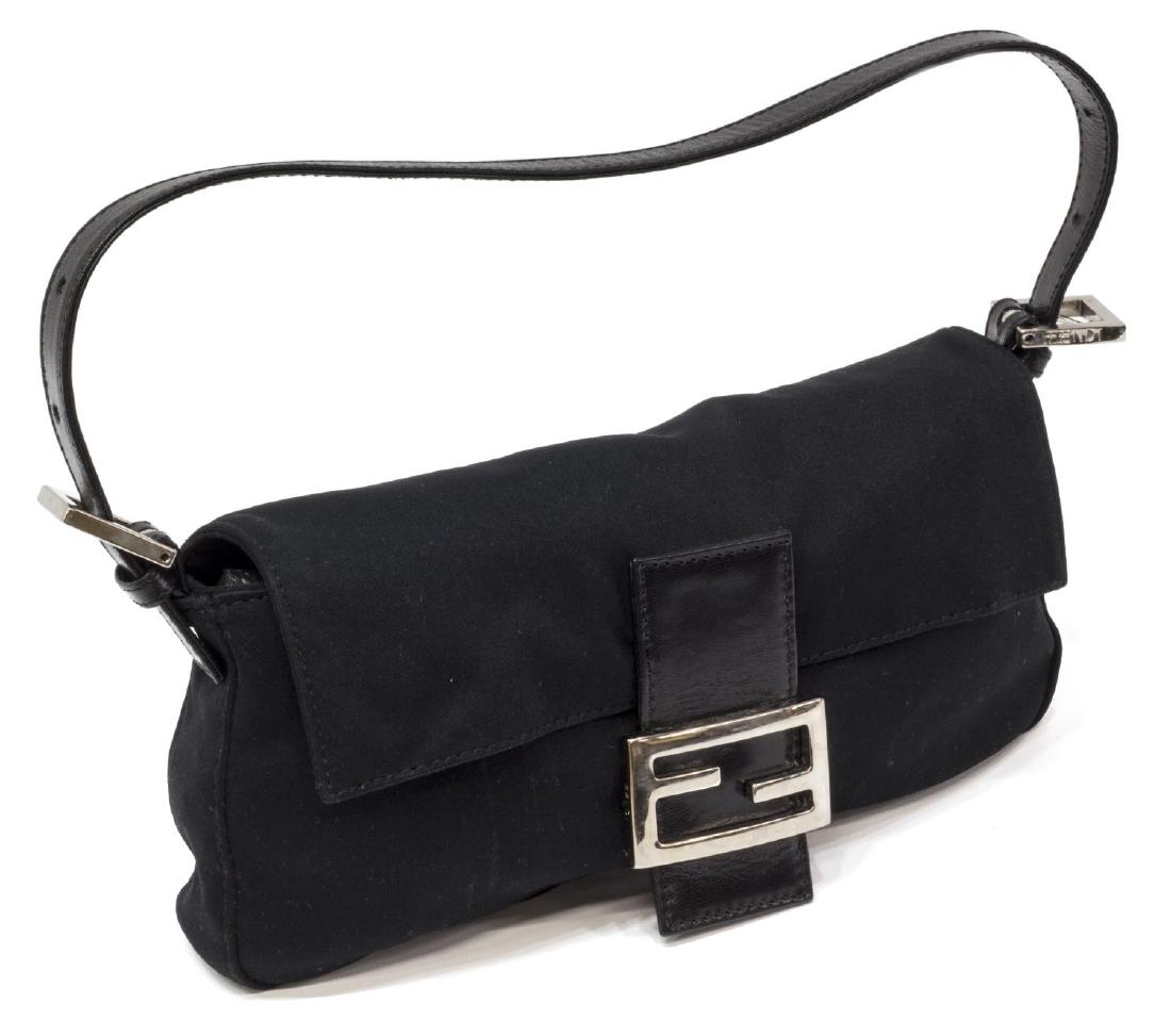 FENDI BLACK JERSEY KNIT MINI BAGUETTE BAG (1 of 5)