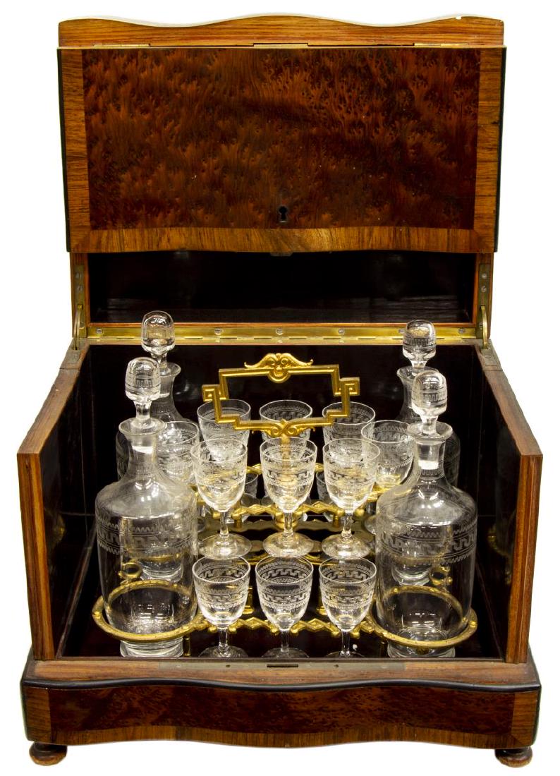 FRENCH BURLWOOD TANTALUS SET W/ BACCARAT CRYSTAL (1 of 6)