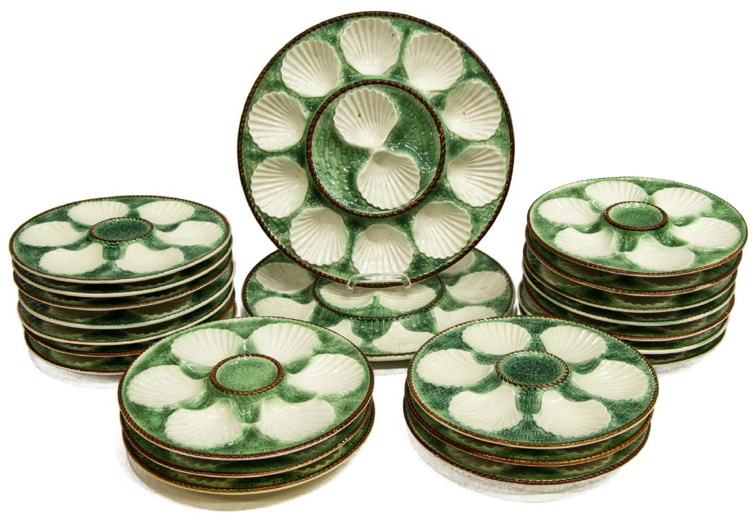 (20) FRENCH MAJOLICA CERAMIC SHELL OYSTER PLATES (1 of 2)
