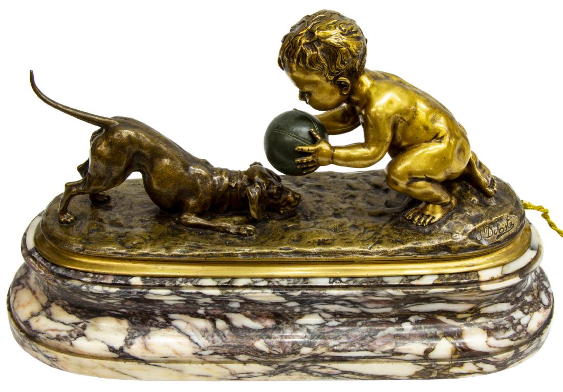 FIGURAL BRONZE MANTEL LAMP AFTER JOSEPH D'ASTE (1 of 4)