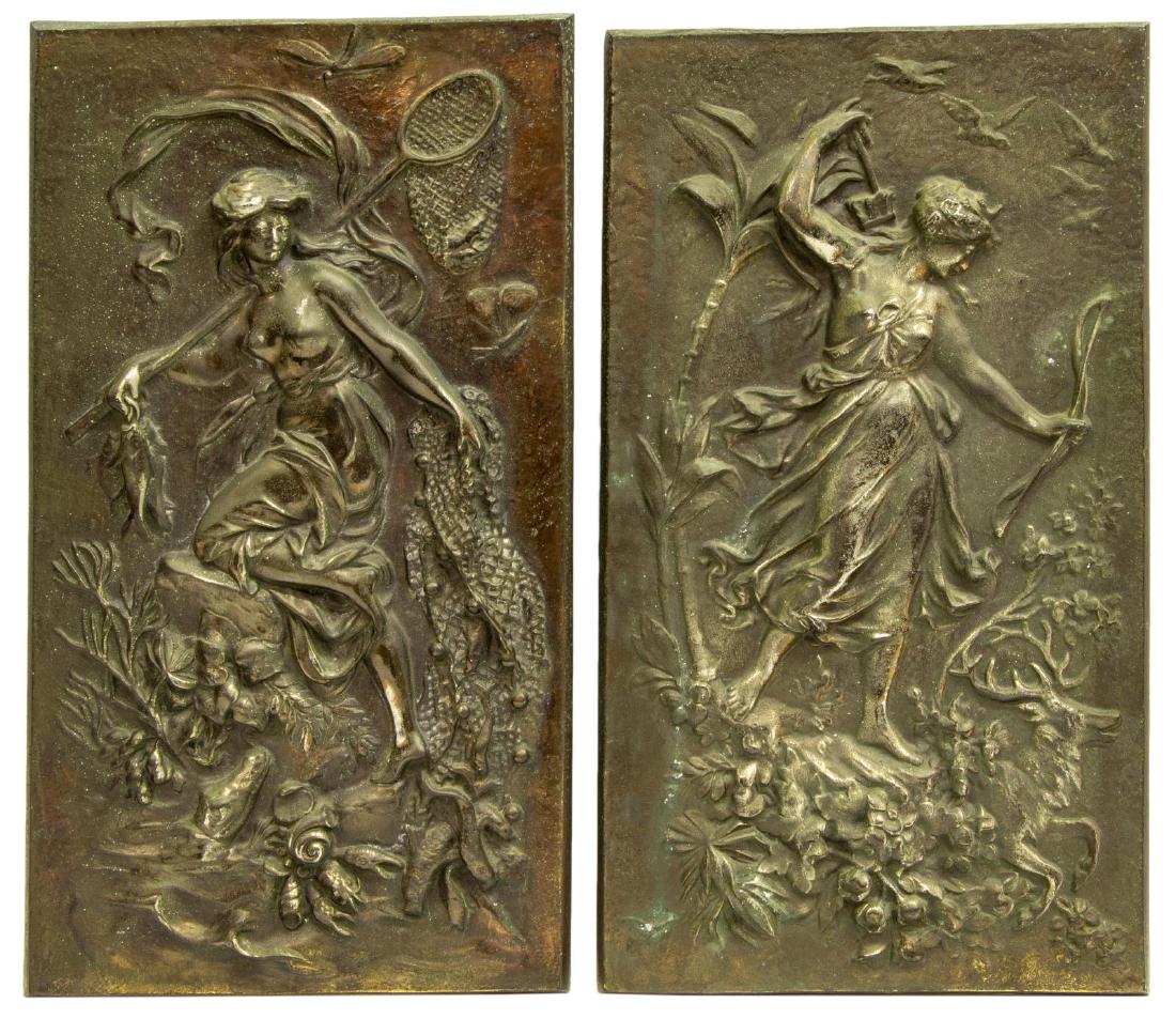(2) ART NOUVEAU CAST METAL PLAQUES AFTER BERGMAN (1 of 4)