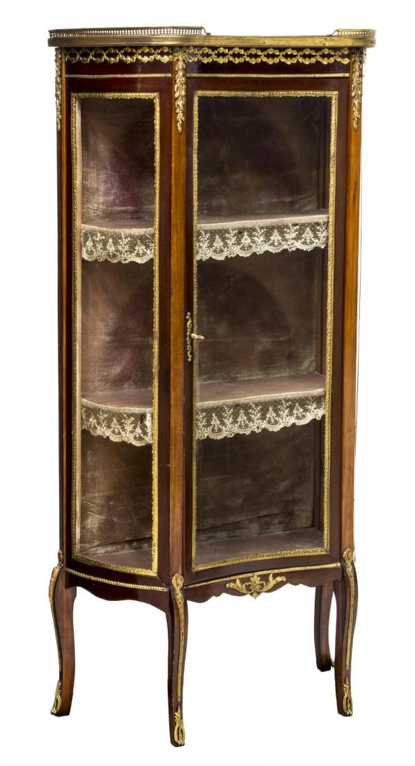 FRENCH LOUIS XV STYLE MAHOGANY VITRINE WITH ORMOLU (1 of 3)