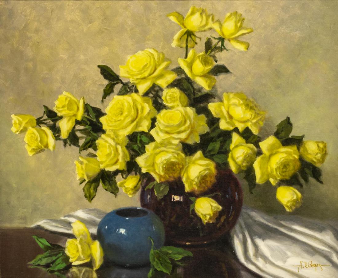 A.D. GREER (1904-1998), YELLOW ROSES (1 of 4)