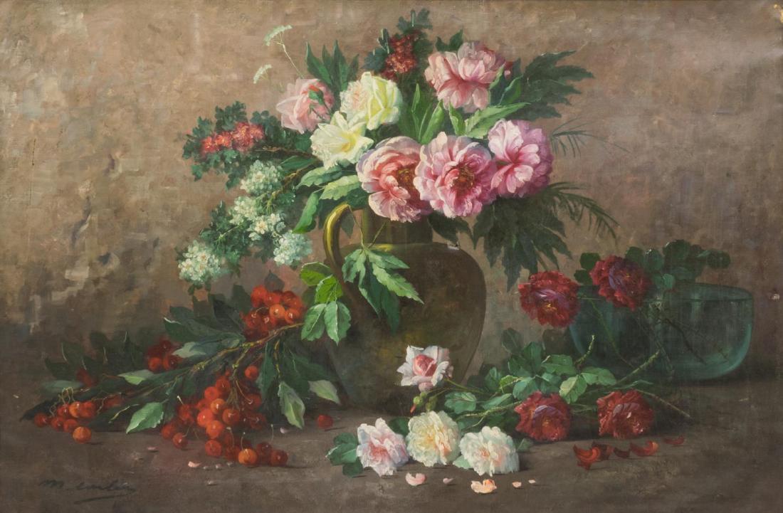 LARGE FLORAL PAINTING, 30" X 36", SIGNED (1 of 7)