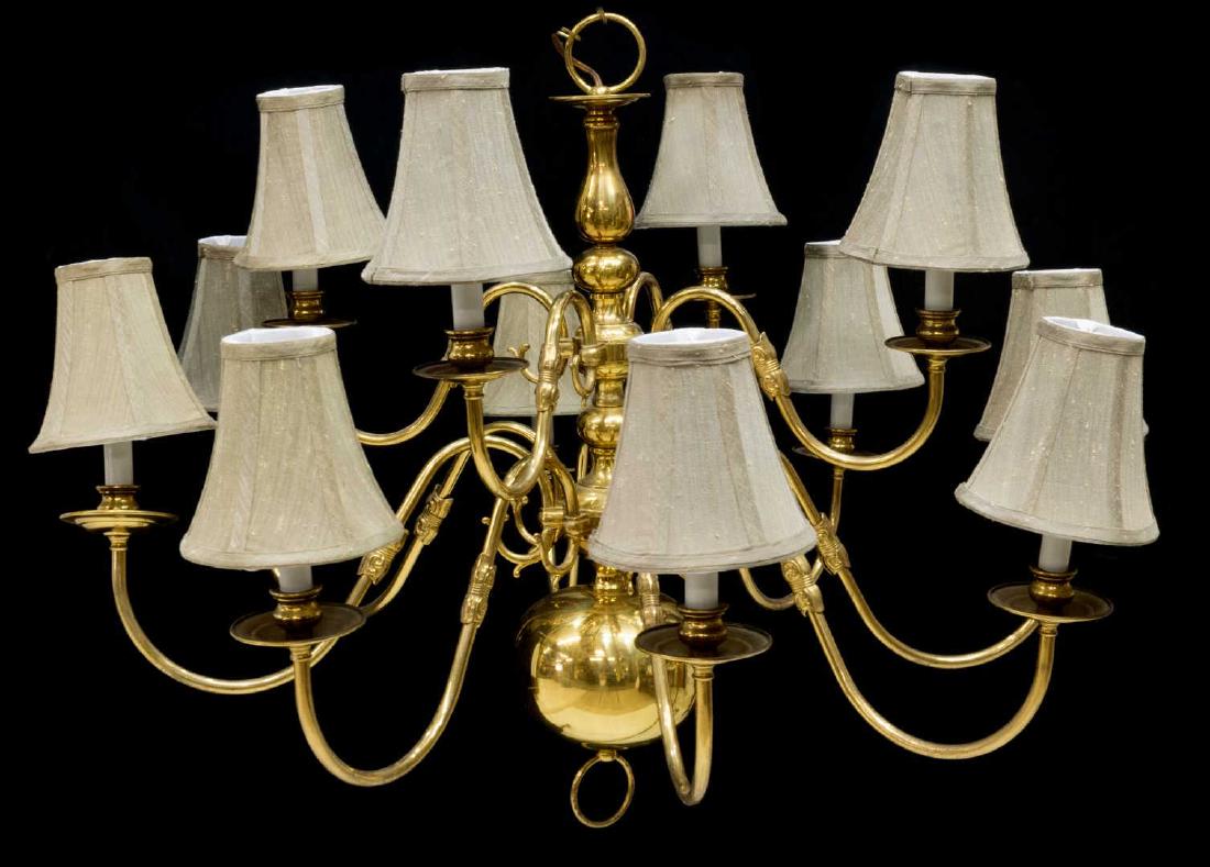 DUTCH STYLE BRASS TWO TIER TWELVE-LIGHT CHANDELIER (1 of 2)