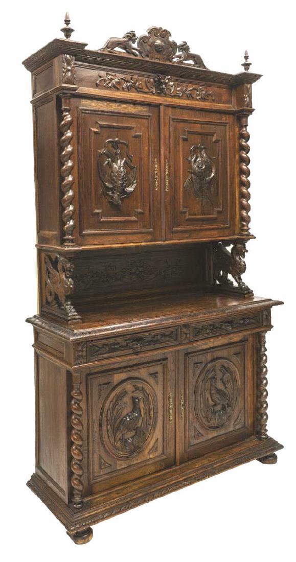 CONTINENTAL HENRI II STYLE OAK HUNTING BUFFET (1 of 3)