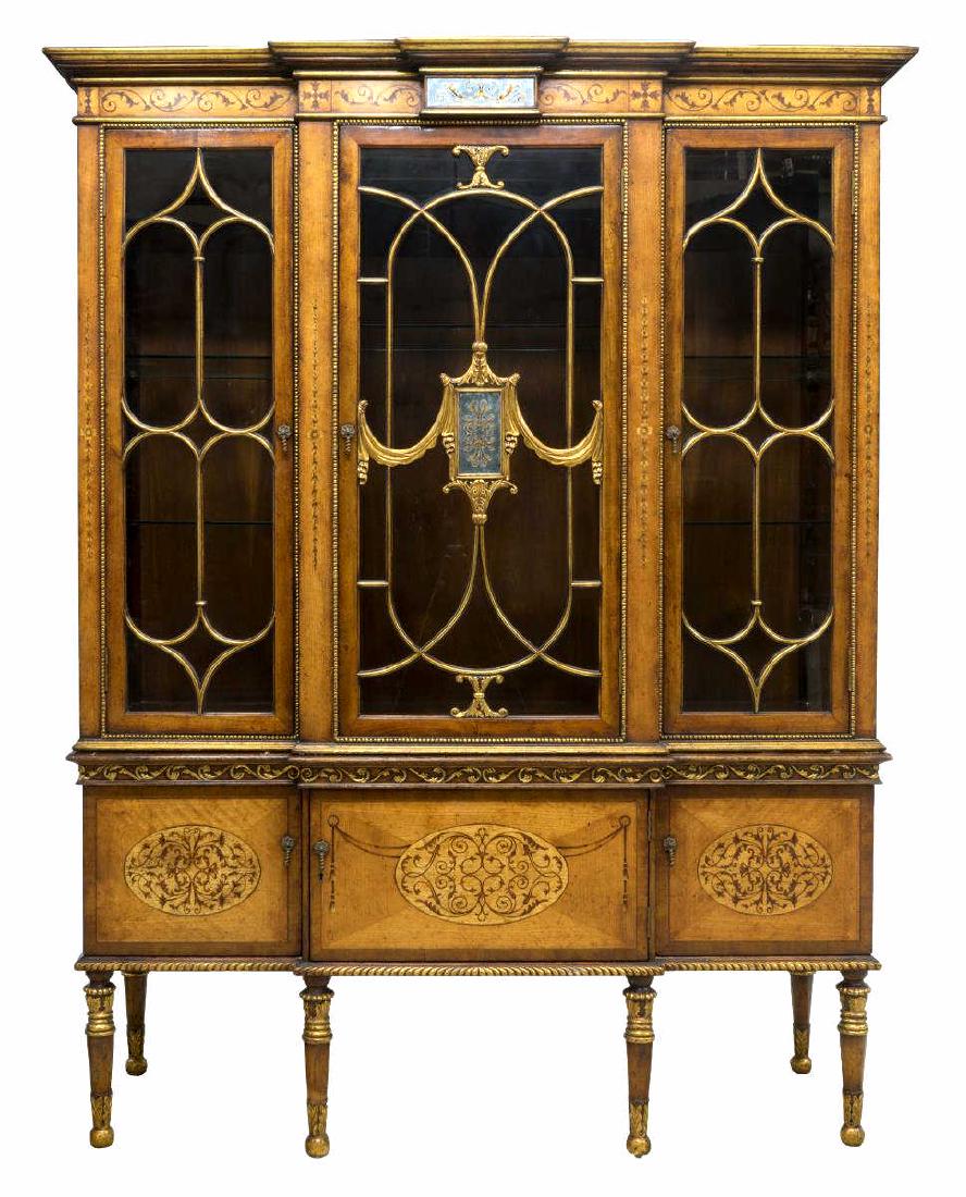 PARCEL GILT & GLAZED BREAKFRONT DISPLAY CABINET (1 of 2)