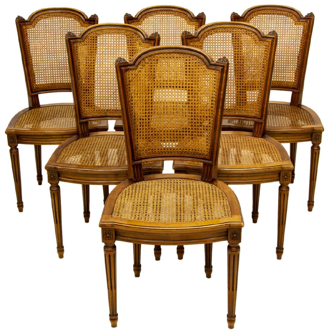 (6) FRENCH LOUIS XVI STYLE FRUITWOOD CANED CHAIRS (1 of 2)