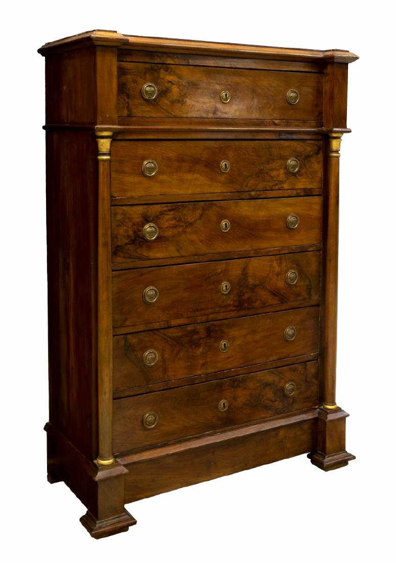 FRENCH EMPIRE STYLE SIX DRAWER HIGH CHEST (1 of 2)