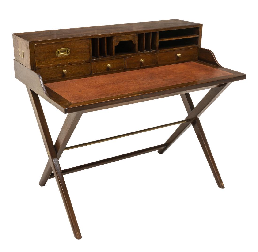 CAMPAIGN STYLE LEATHER TOP WRITING DESK (1 of 3)