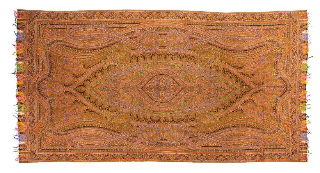 WOVEN PAISLEY TAPESTRY TEXTILE PIANO SHAWL, 131"L (1 of 3)