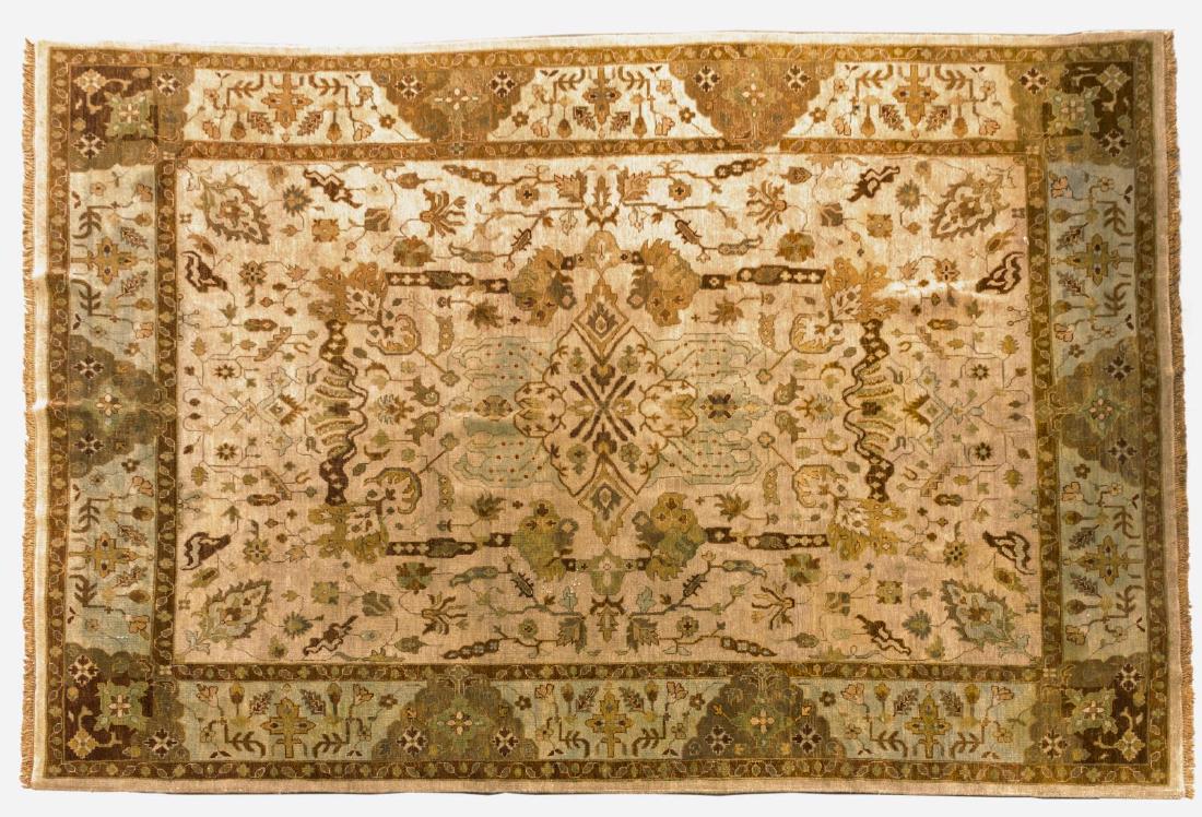 INDIA AGRA HAND-TIED WOOL RUG, 13'8" X 9'8" (1 of 3)
