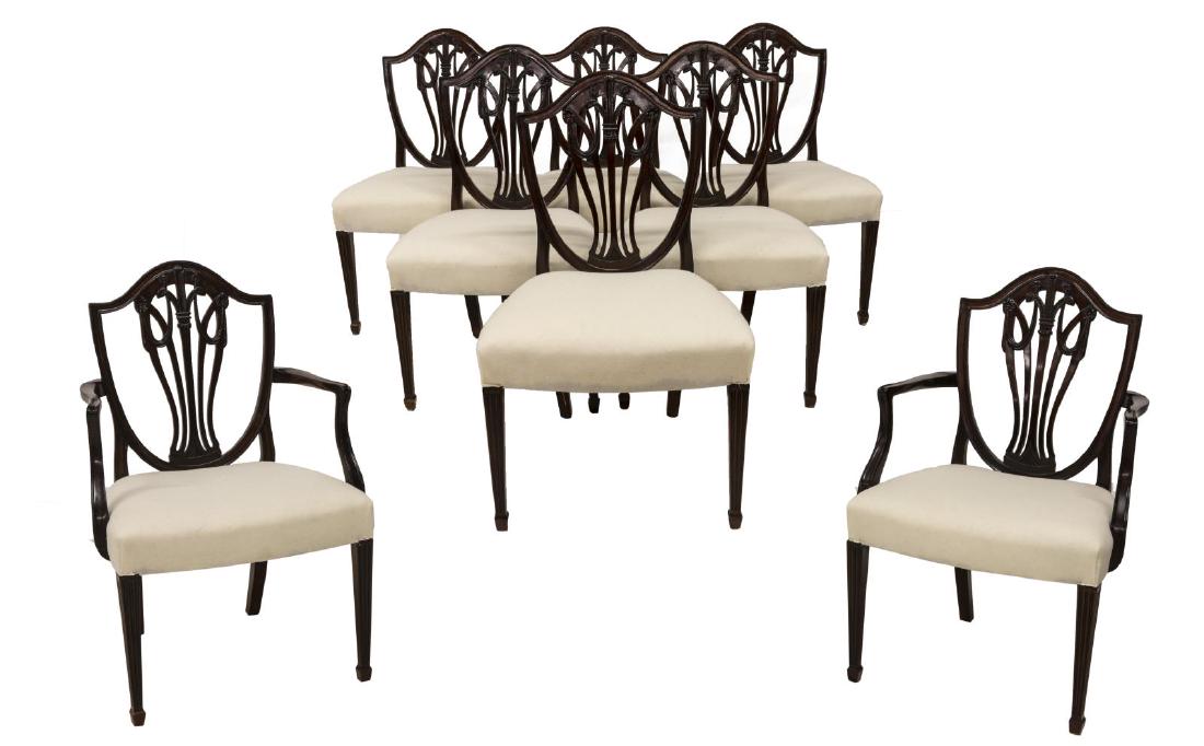 (8) HEPPLEWHITE STYLE MAHOGANY DINING CHAIRS (1 of 3)