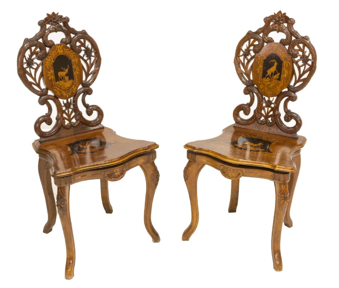 (2) BLACK FOREST FIGURAL MARQUETRY SIDE CHAIRS (1 of 4)
