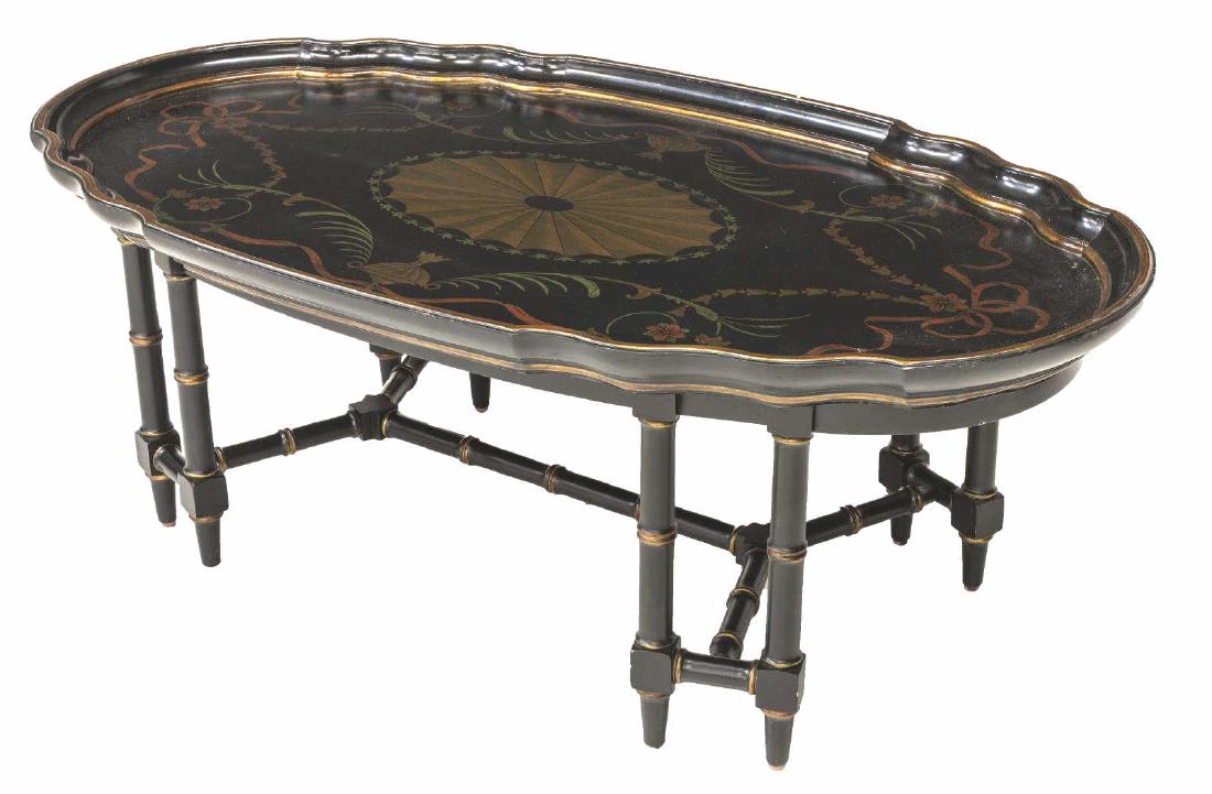 REGENCY STYLE EBONIZED TRAY TOP COFFEE TABLE (1 of 2)