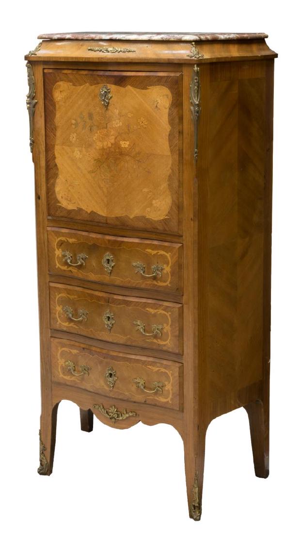 LOUIS XV STYLE MARQUETRY SECRETARY ABATTANT (1 of 4)