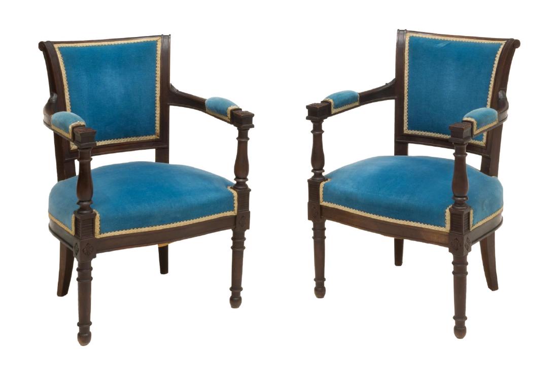 (PR) FRENCH UPHOLSTERED CARVED ARMCHAIRS (1 of 2)