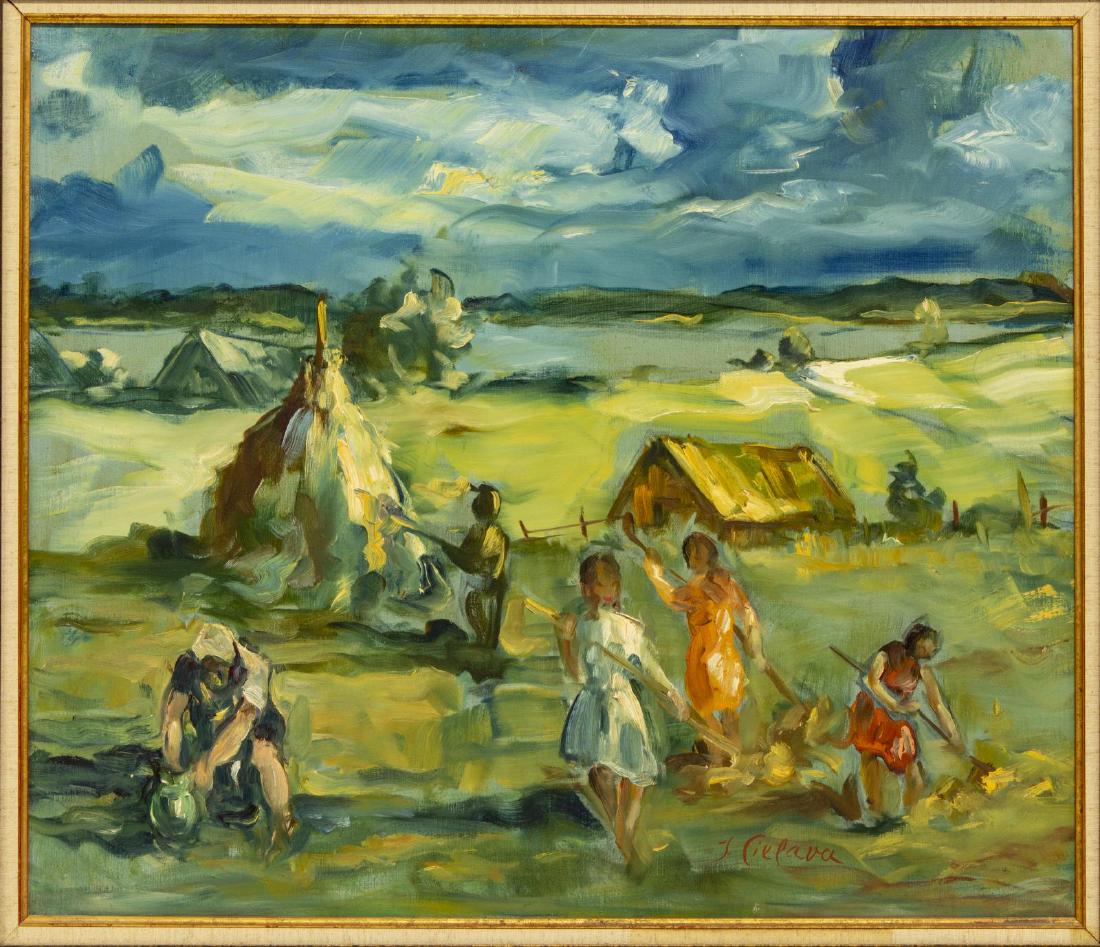 JANIS CIELAVA (D.1968) OIL ON CANVAS PAINTING (1 of 5)