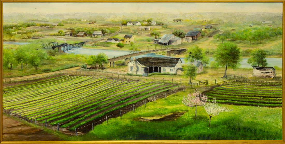 VIOLA WHITED FRAMED SCENIC FARMLANDS OIL PAINTING (1 of 5)