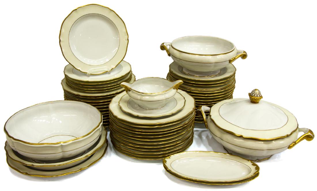 (55) FRENCH LIMOGES GILT PORCELAIN DINNER SERVICE (1 of 3)