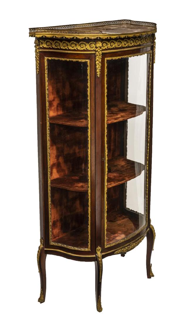 LOUIS XV STYLE MAHOGANY BOW-FRONT GLAZED VITRINE (1 of 2)