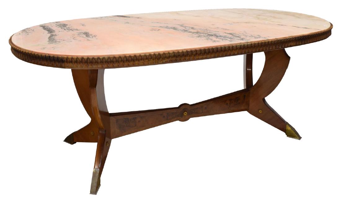 ITALIAN MAHOGANY MARBLE TOP ORMOLU DINING TABLE (1 of 3)