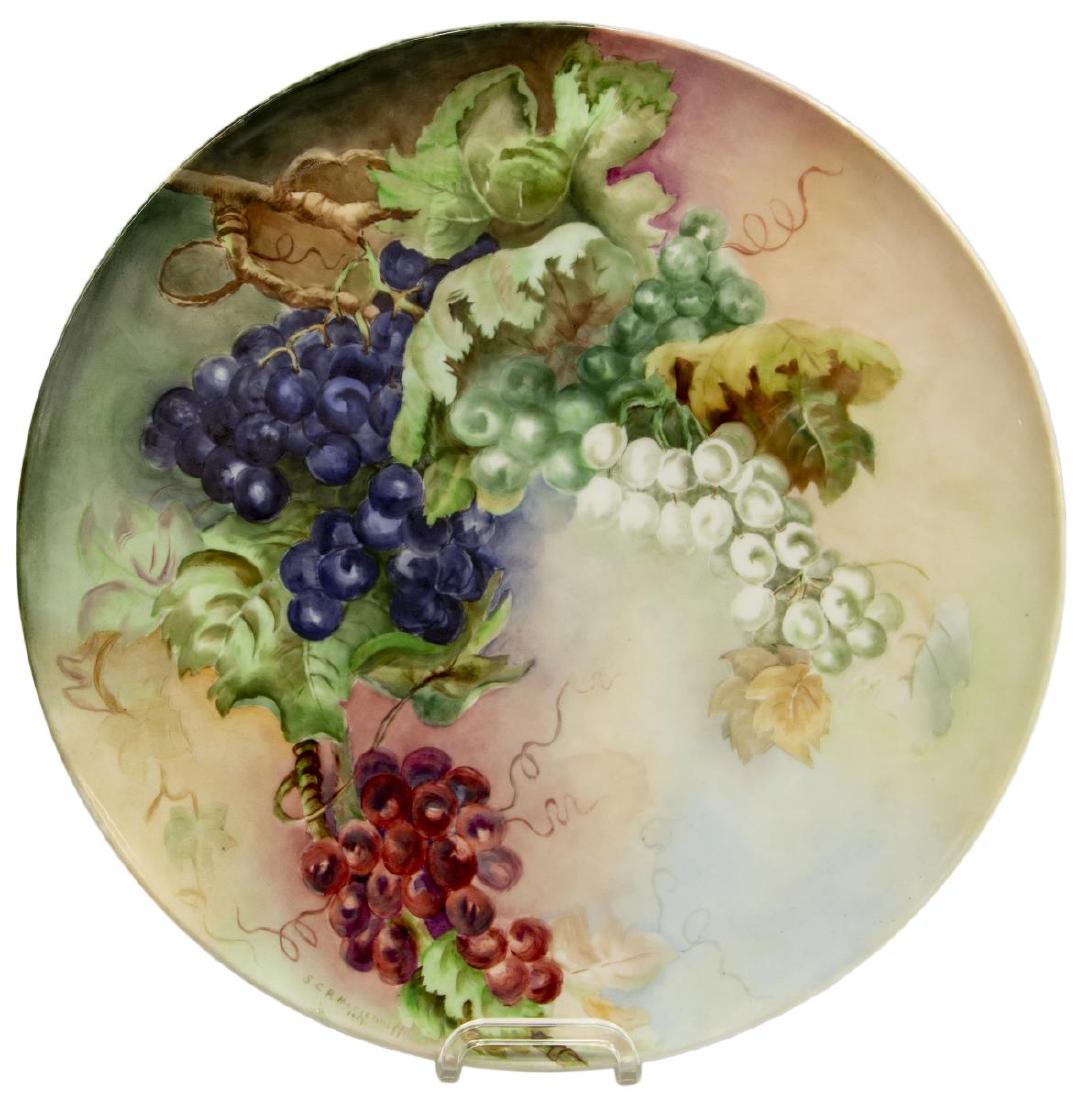 LARGE LIMOGES GRAPEVINE PAINTED CHARGER, 1907 (1 of 4)
