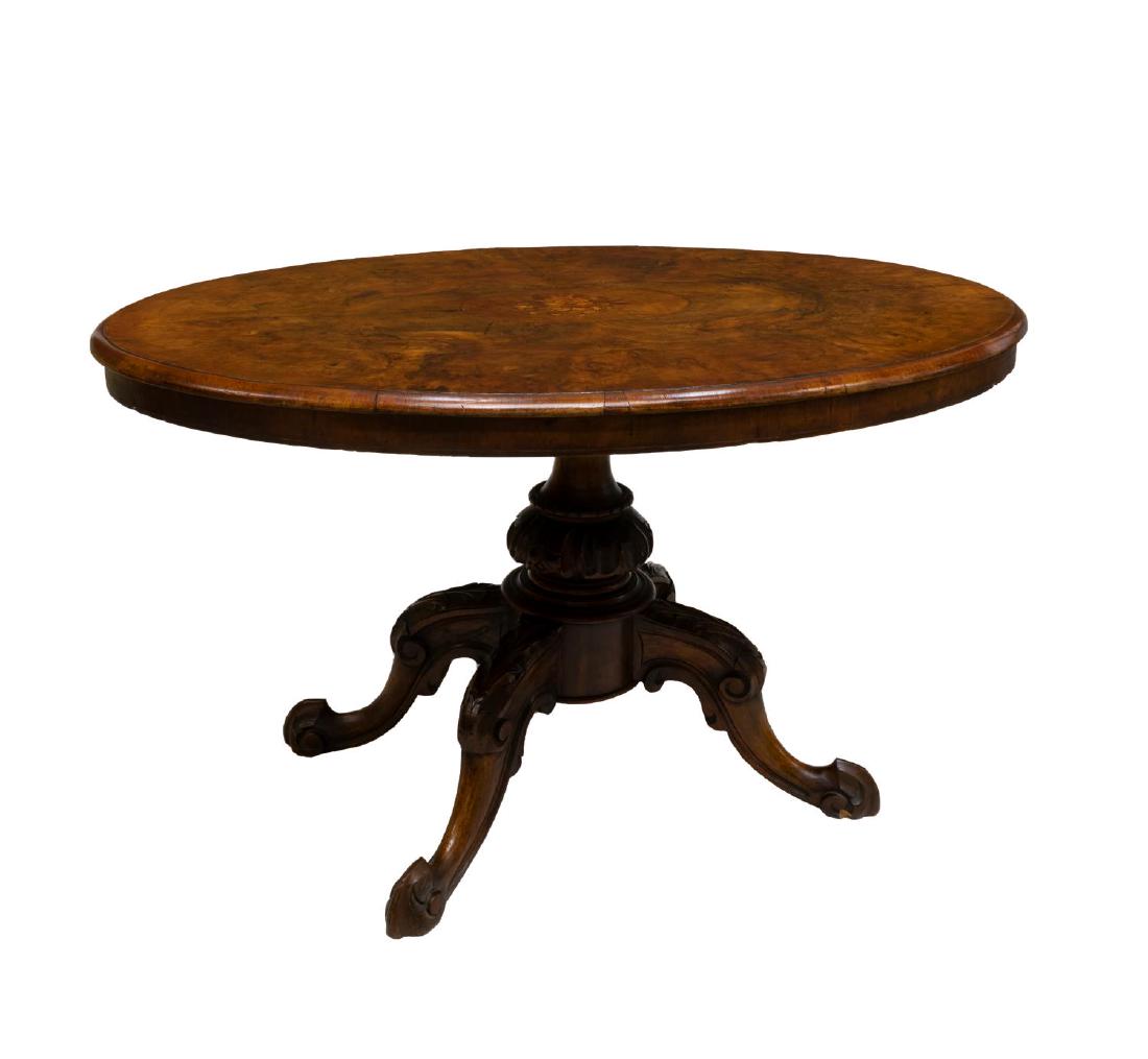 CONTINENTAL BURLWOOD & MARQUETRY OVAL-TOP TABLE (1 of 2)