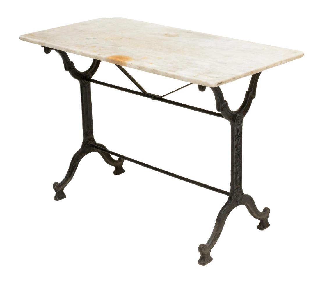 PARISIAN CAST IRON & MARBLE SOFA TABLE (1 of 3)