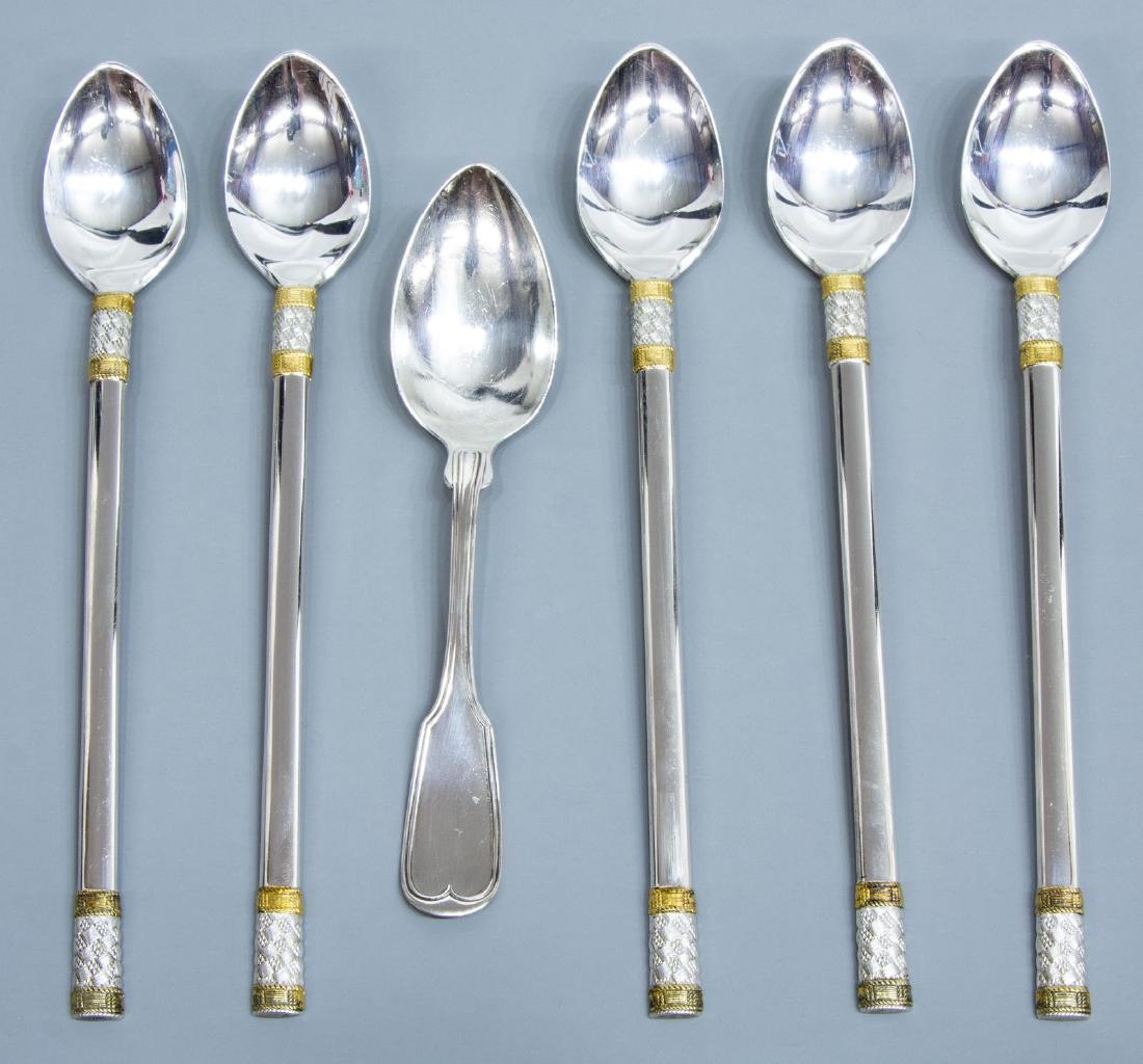 6) WALLACE STERLING ICED TEASPOONS & COIN SILVER (1 of 3)