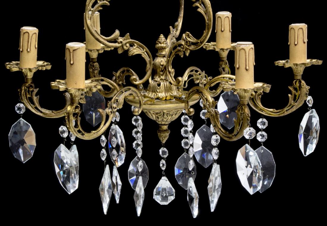 ITALIAN GILT BRONZE & CRYSTAL SIX-LIGHT CHANDELIER (1 of 3)