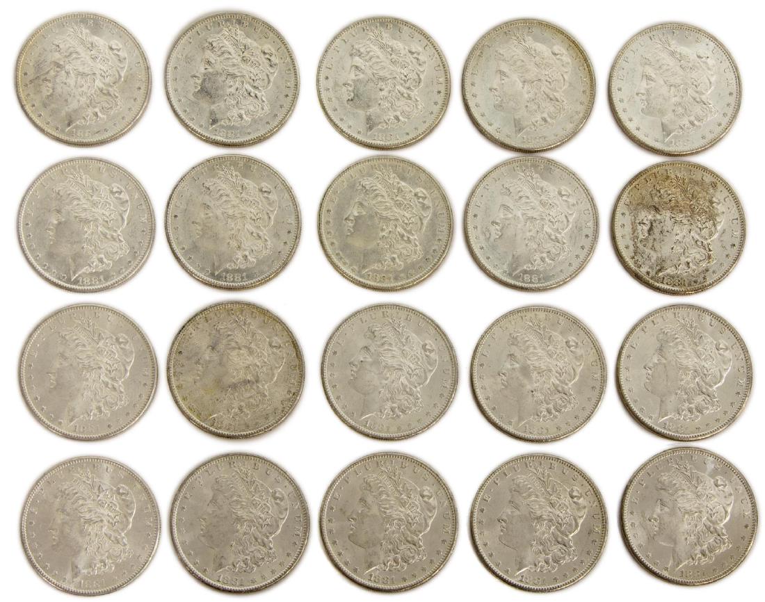 (20) U.S. BU UNCIRUCLATED SILVER DOLLARS, 1881S (1 of 2)