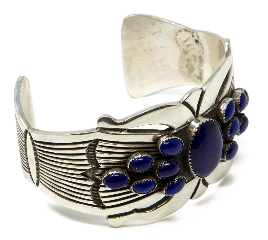 NAVAJO RICK MARTINEZ STERLING SILVER & LAPIS CUFF (1 of 4)