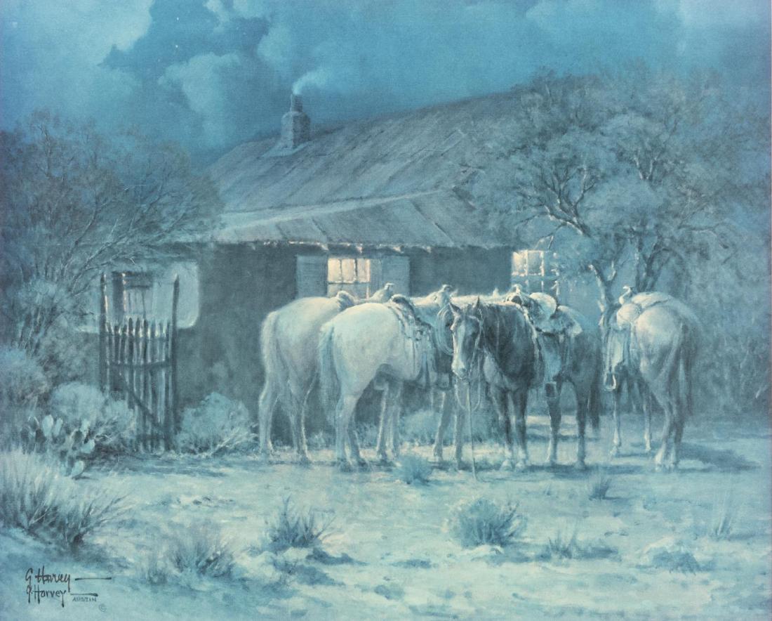 G. HARVEY (TX, D.2017) 'POKER PALS' WESTERN PRINT (1 of 4)