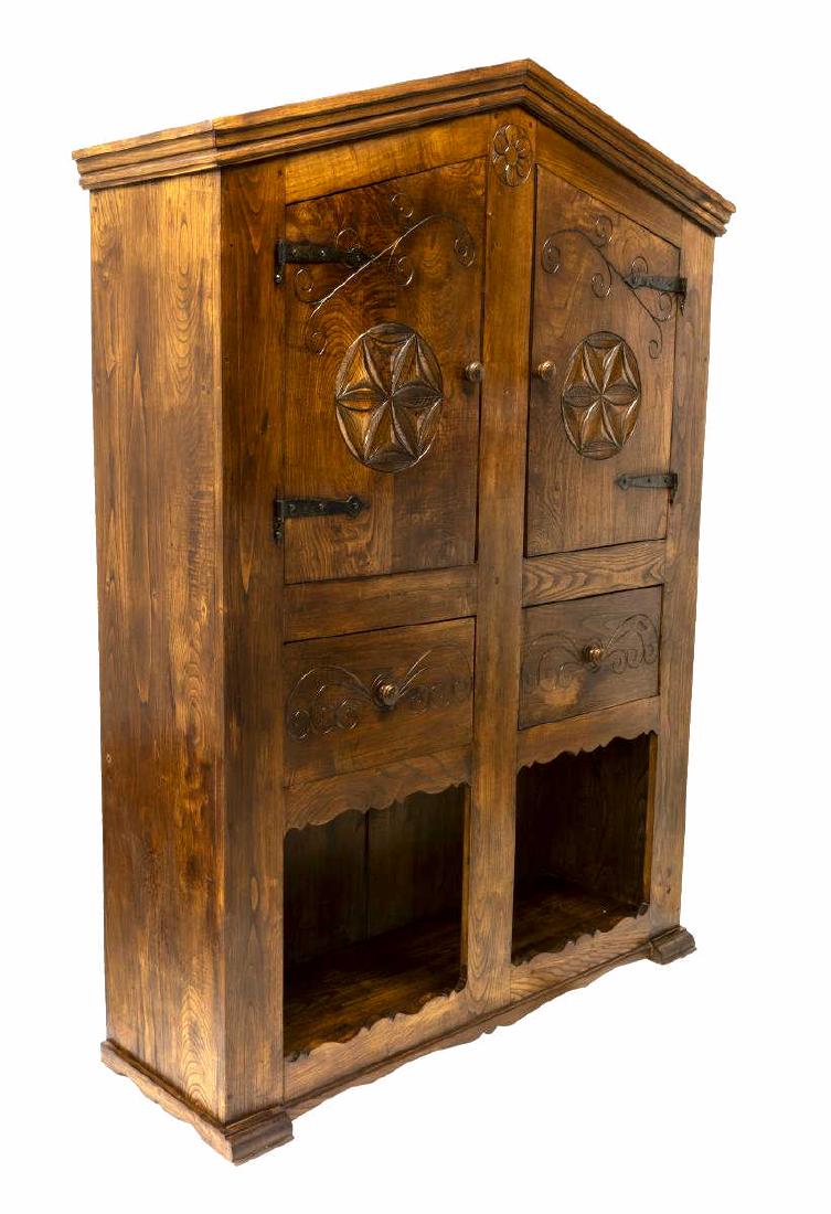 SPANISH KITCHEN DRESSER CABINET W/ INCISED CARVING (1 of 4)