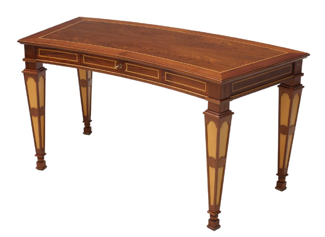 SPANISH MAHOGANY INLAID CURVED DESK, 20TH CENTURY (1 of 2)