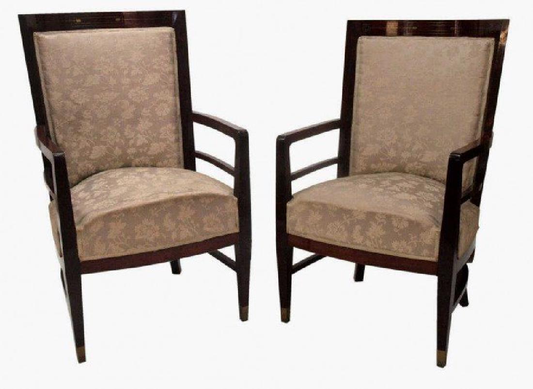 (PAIR) SPANISH ART NOUVEAU MAHOGANY ARM CHAIRS (1 of 4)
