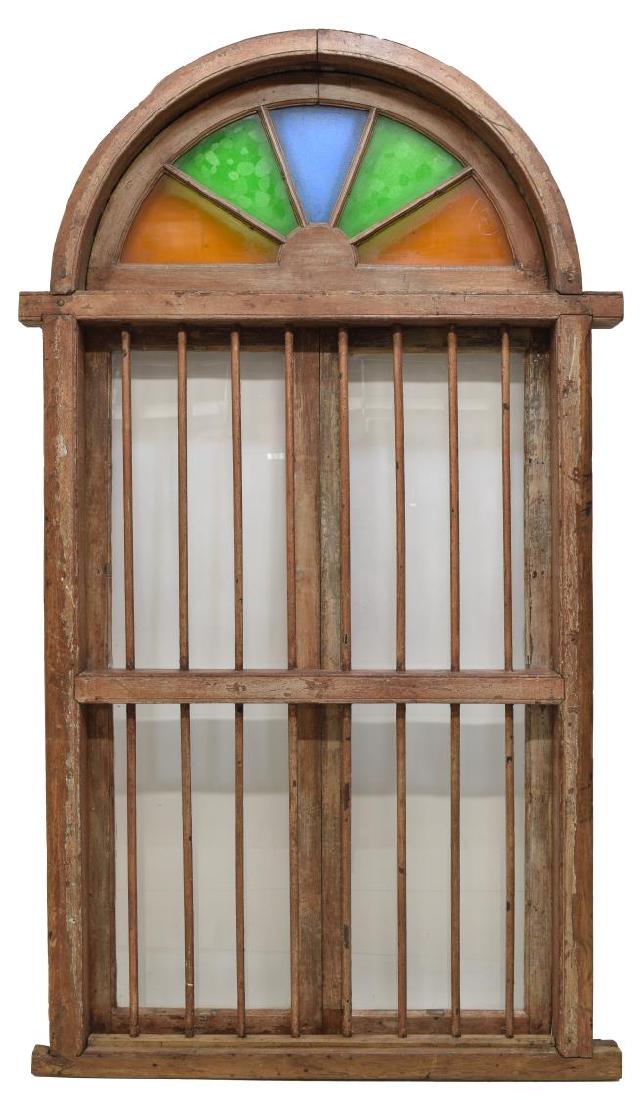 ARCHITECUTRAL COLONIAL TEAKWOOD & IRON WINDOW (1 of 2)