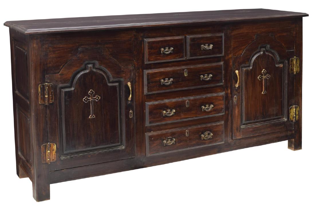 RUSTIC CARVED SIDEBOARD ECCLESIASTICAL CROSSES (1 of 5)