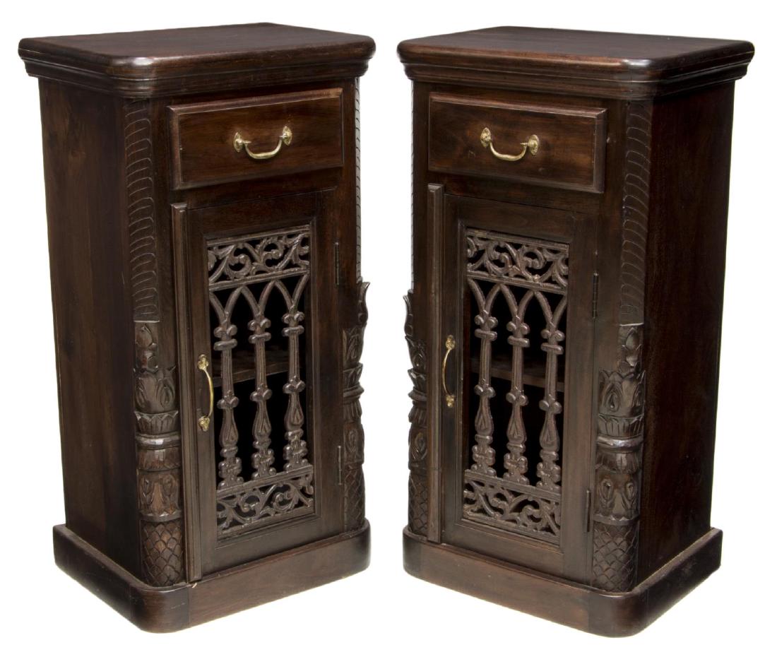 (2) ANGLO-INDIAN DARK STAINED TEAKWOOD NIGHTSTANDS (1 of 2)