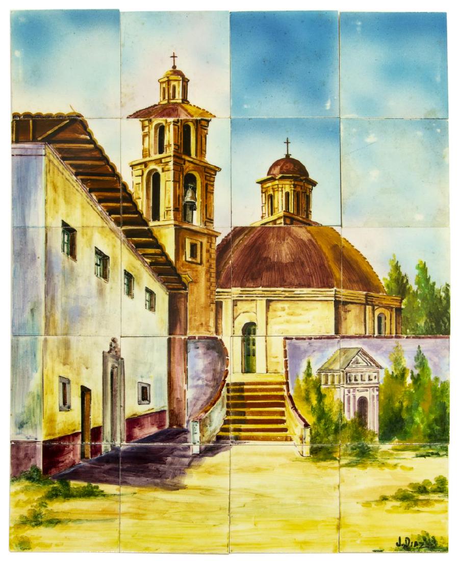 MEXICO TALAVERA TILE PICTURE, CHURCH & BUILDINGS (1 of 3)